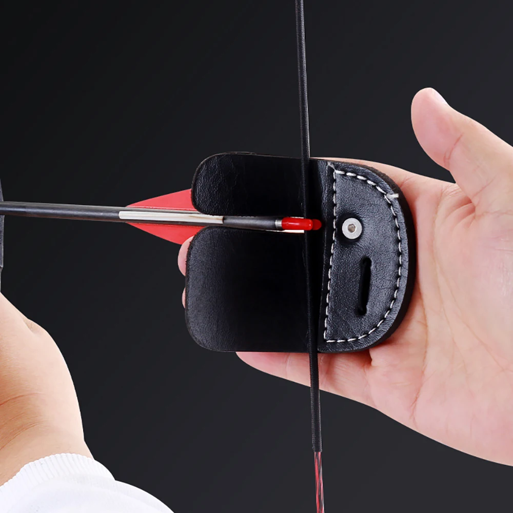 

Archery Leather Finger Guard Double Layer Finger Protector Tab for Hunting Compound Recurve Bow Arrow Shooting Protective Gear