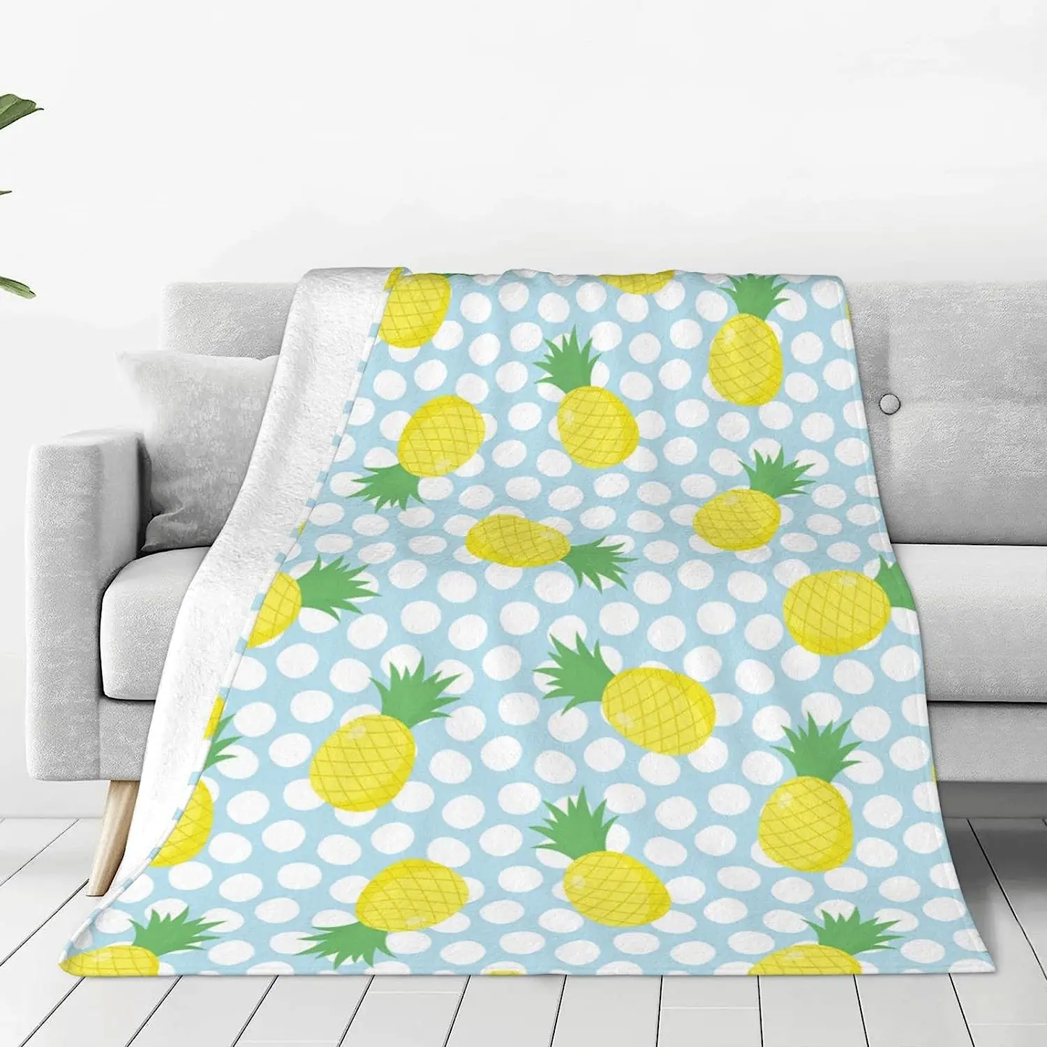 

Blanket Pineapple Printed Blanket Home Decor Soft Plush Blanket Bedroom Sofa Pet Blanket-80x60 in