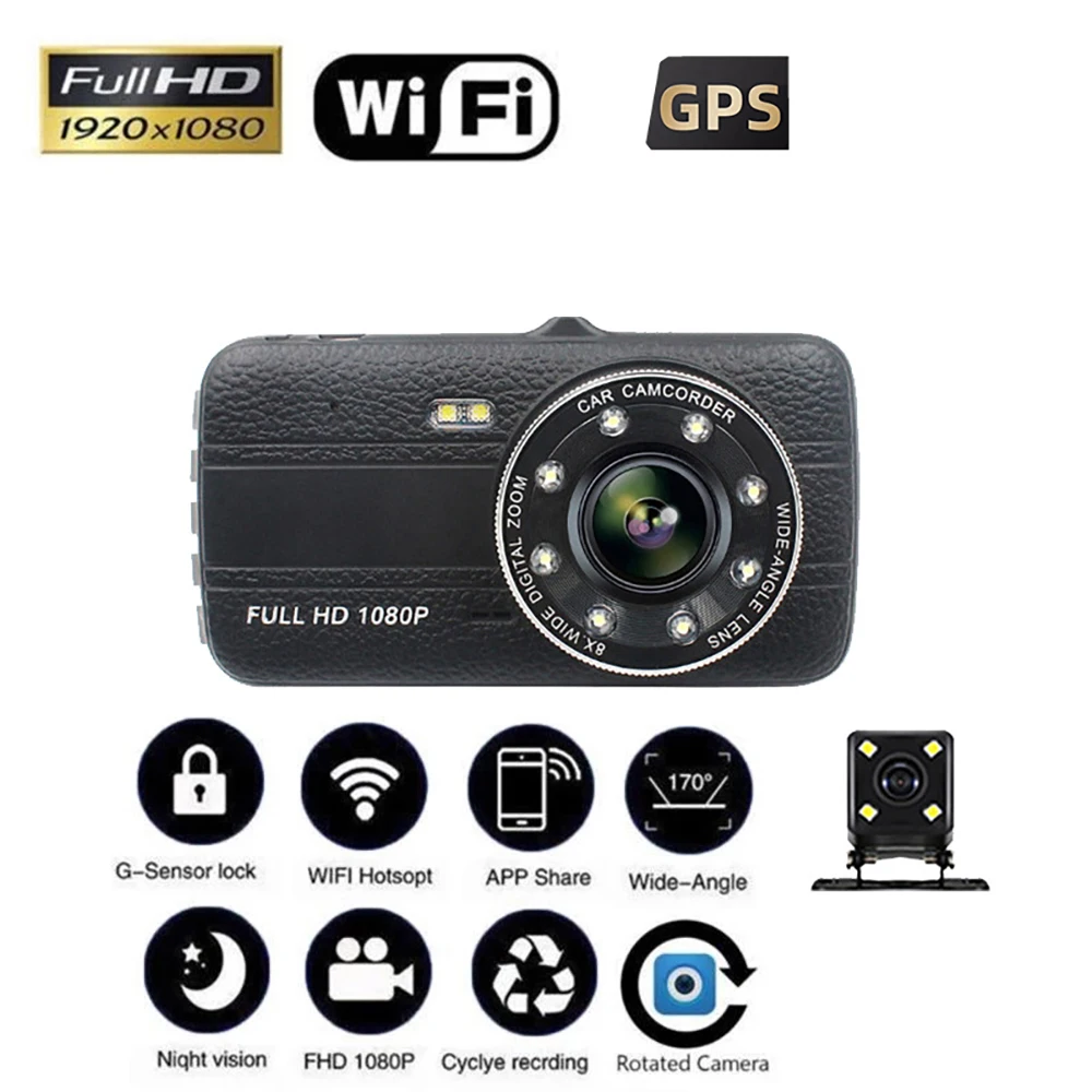

Dash Cam Car DVR WiFi Full HD 1080P Rear View Camera Car Video Recorder Night Vision Auto Dashcam Camera GPS Tracker Black Box
