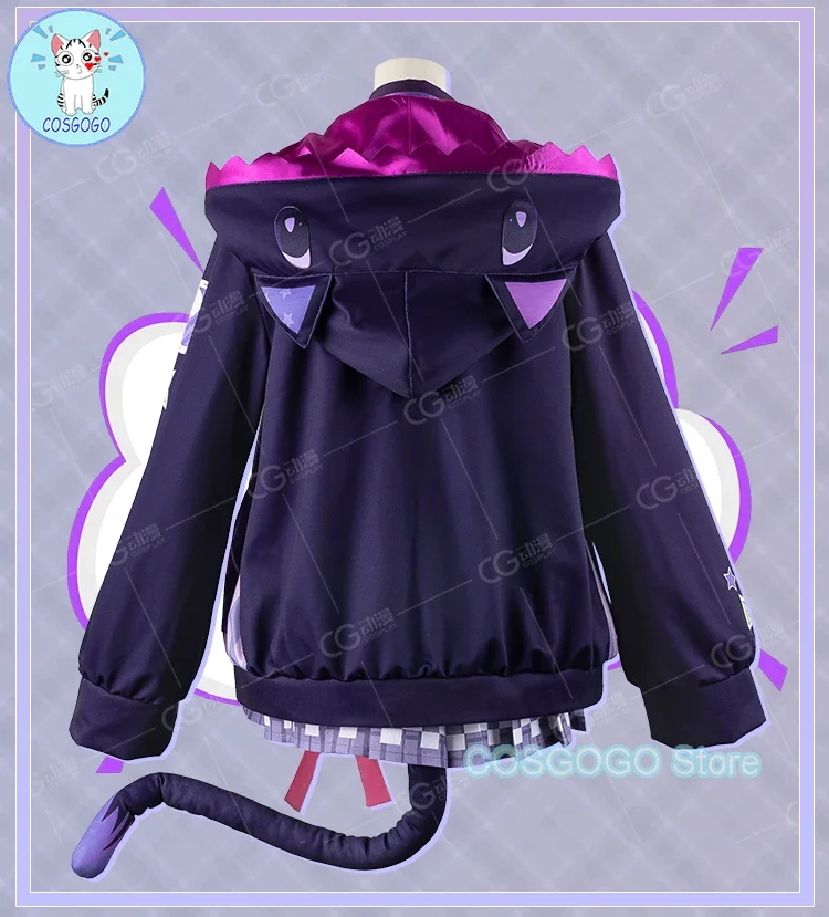 COSGOGO Vtuber Nijisanji Murasaki Shion Косплей Костюм Хэллоуин Игровой Пальто Толстовка Рубашка