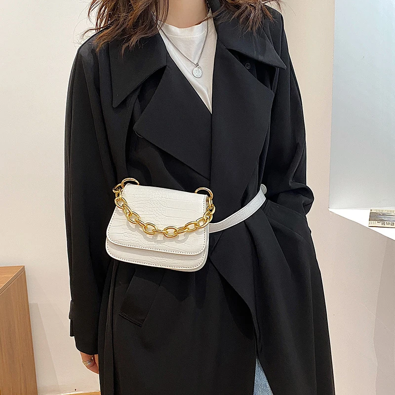 

Brand Designer Crocodile Pattern Waist Bag Luxury PU Chest Bag Women's Shoulder Crossbody Bag Handbags and Purses Female Clutch