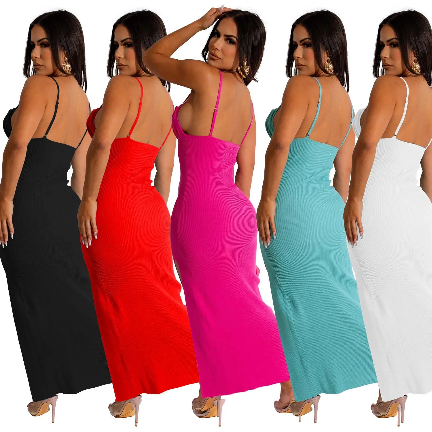 

Summer Women's Solid Color Strapless Sleeveless Halter Dress Ladies Wrapped Chest Slim Fit Elegant Backless Casual Skirt