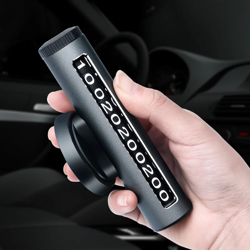 

Car Parking Phone Number Card Instrument Panel 360 Rotatable Temporary Stop Plate Hidden Metal Alloy Stopping Sign Car Styling