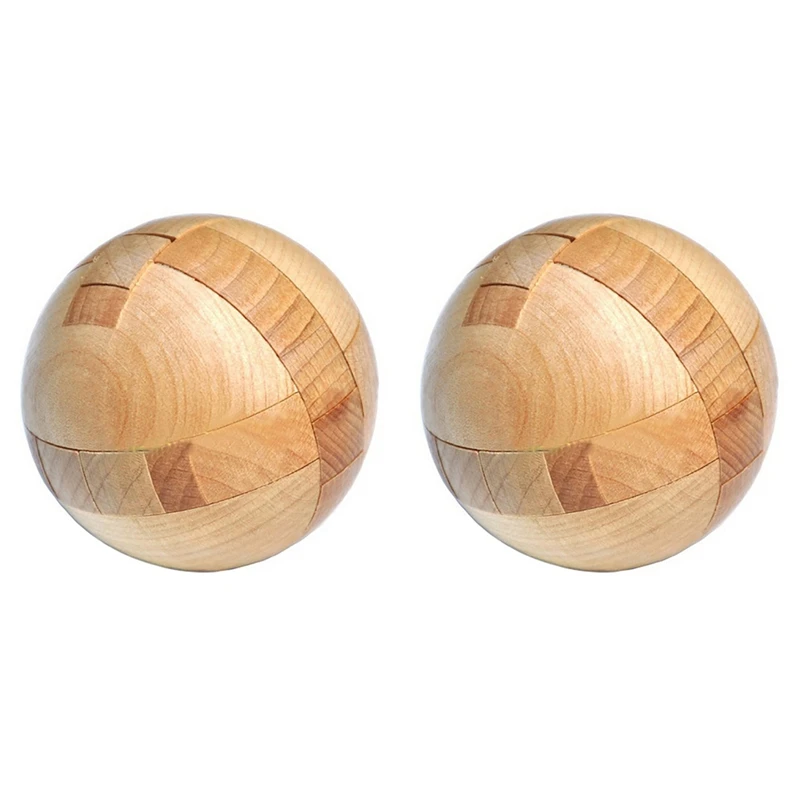 

2X Wooden Puzzle Magic Ball Brain Teasers Toy Intelligence Game Sphere Puzzles For Adults/Kids