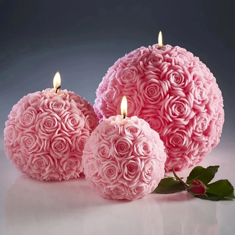 

Ароматическая свеча в форме цветка розы в форме шара ароматическая свеча Ароматизированная Свеча для дома спальни геометрическое украшение шар воск ароматическая свеча Подарки