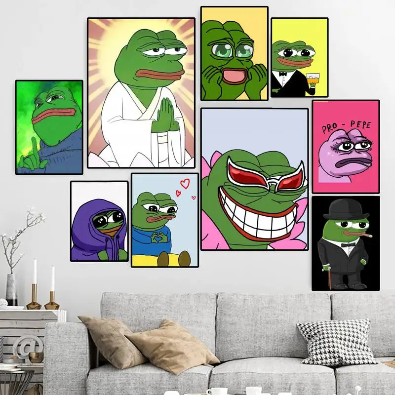 

Funny Colorful Animal P-Pepe Green Frog POSTER Canvas HD Print Personalized Wall Art Custom Painting