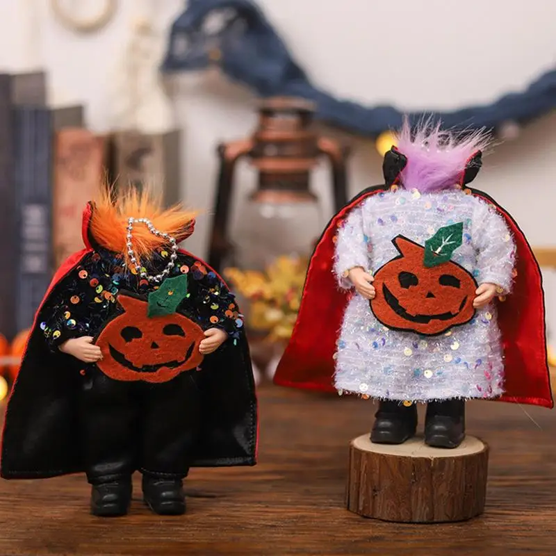 

Pumpkin Doll Ornament Headless Halloween Horror Decorations Cute Pumpkin Sequined Gnomes Ghost Creative Dolls With Cloak
