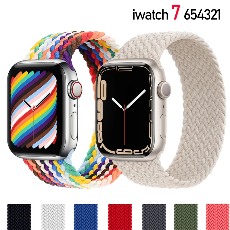 Strap For Apple Watch band 44mm 40mm 45mm 41mm 42mm 38mm 45 mm Nylon Elastic braided solo loop Bracelet iWatch serie 3 5 SE 6 7