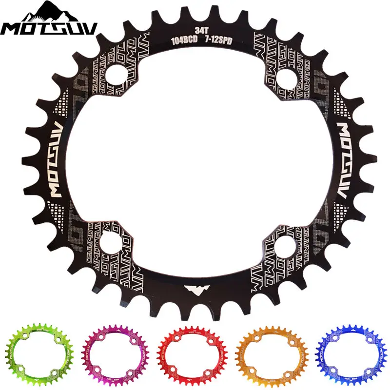 MOTSUV 104BCD Oval Bicycle Chainwheel Narrow Wide Crank MTB Bike 32T/34T/36T/38T Chainring Circle Crankset Plate Bicycle Parts