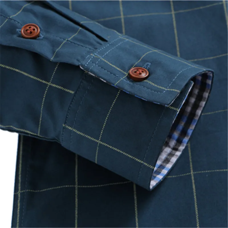 Men's Dress Shirts 2017 New Spring Fashion Slim Fit Long Sleeve Male Plaid Cotton Casual Social Shirts Plus Size 5XL N346