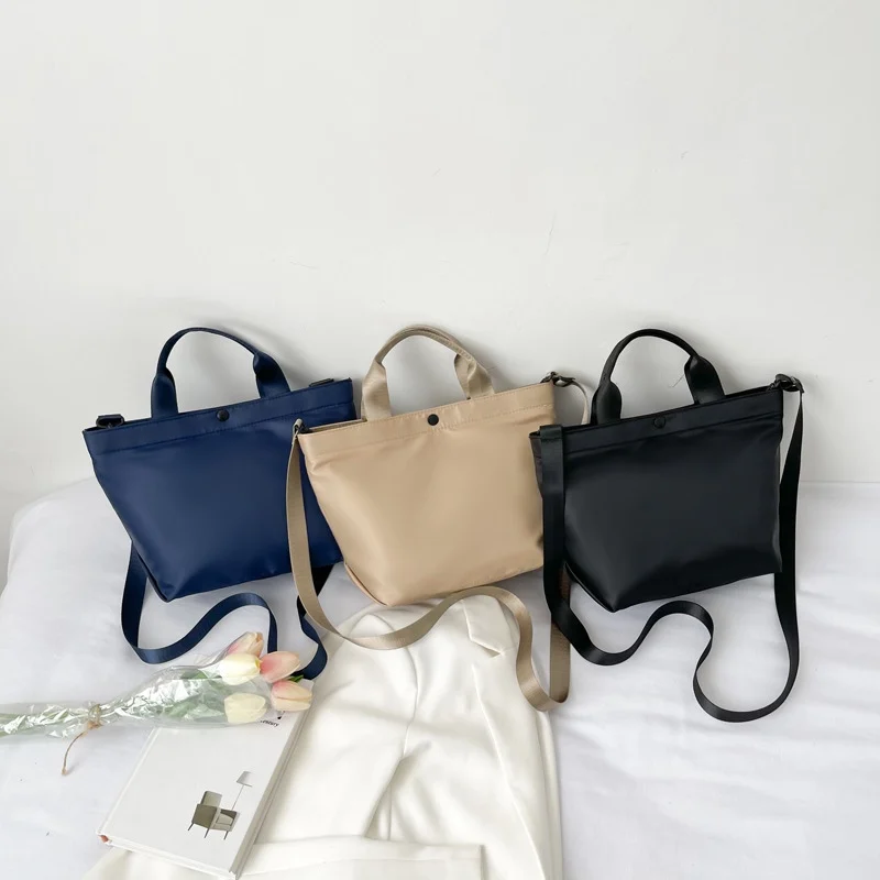 Vintage Handbag Women's Nylon Cloth Shoulder Bag Korean PU Crossbody Bags Female Purses Waterproof Casual Fashion Tote Bag
