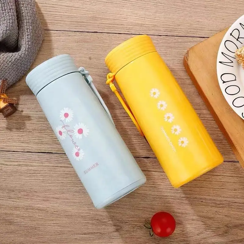 

Fashion Cute Tumbler Daisy Coffee Cup Stainless Steel Glass Bottle Wholesale Drinkware Creative Water Cup Taza Leakproof New