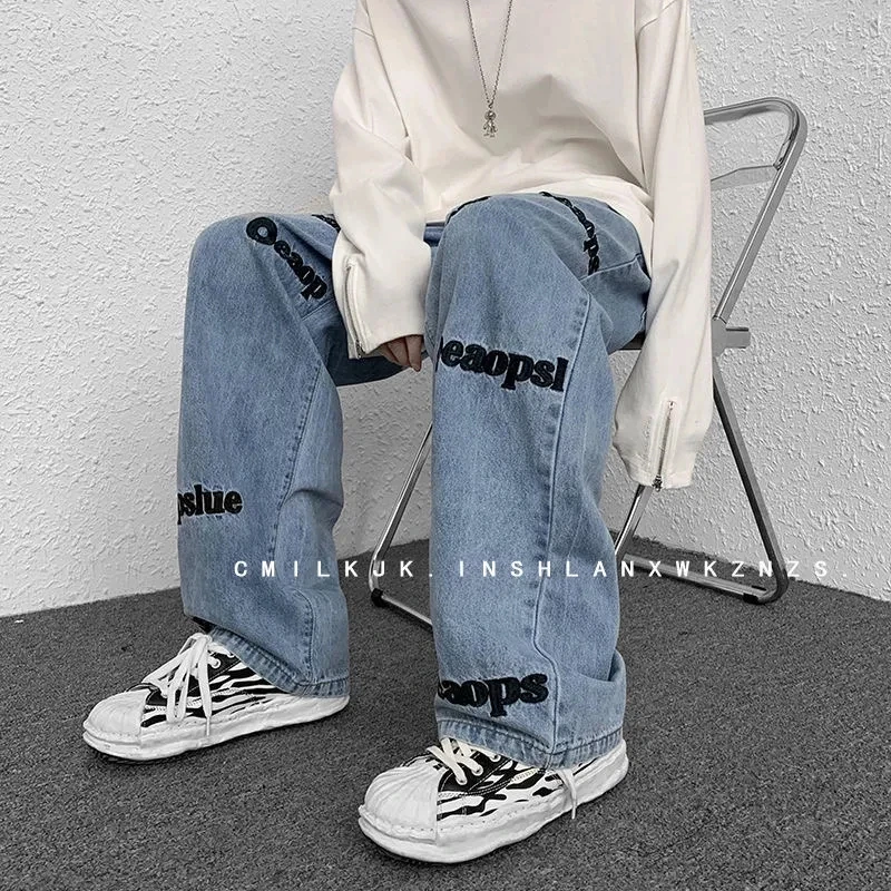 Straight Baggy Denim Wide Leg Jeans For Men Clothing Loose Man Casual Pants Men's Street Dance Jeans Casual Male Trousers Woman