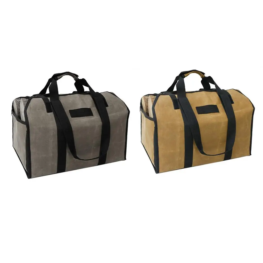 

Set Tools Firewood Holder Wax Bag Stove Storage Durable Log Purpose Dual Hearth Carrier Waterproof Tote Canvas