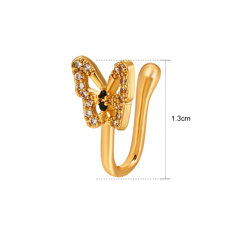 1 шт. Хрустальная бабочка искусственное кольцо для носа без пирсинга зажим в