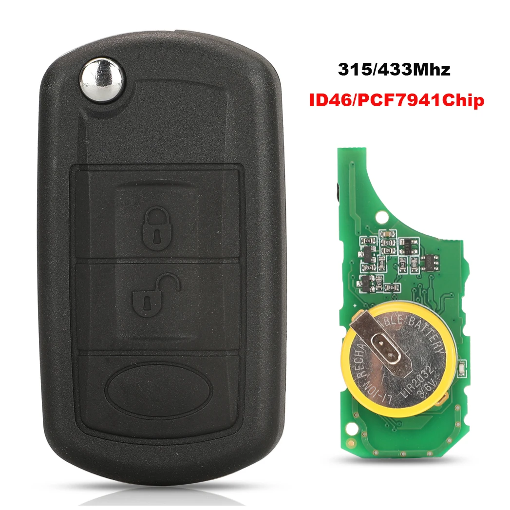 

Jingyuqin 315/433 МГц дистанционный автомобильный брелок для RANGE ROVER Sport Land Rover Discovery 3 ID46/PCF7941 чип