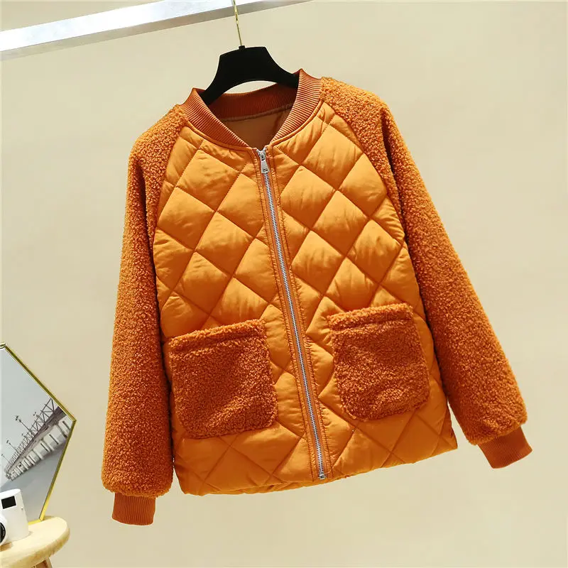 Women Spring Autumn Jacket Lamb Fur Parkas Short Women Coats And Jacket Plus Size Parka Mujer Slim Winter Jacket  Spring Parkas