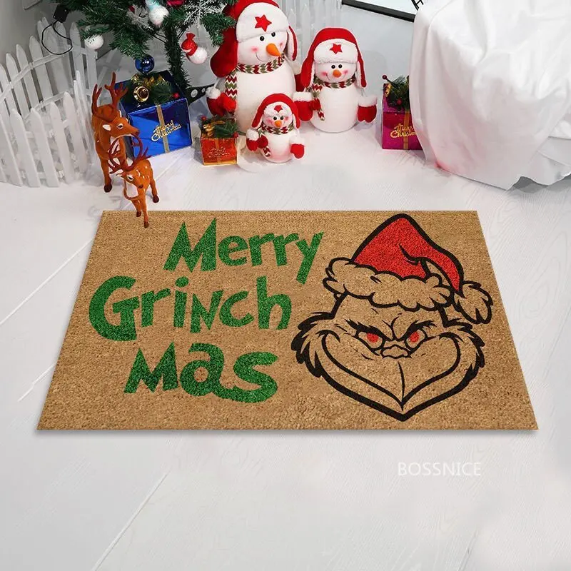 

40*60CM The Grinch Custom Christmas Doormat Rubber Entrance Rug Small Front Door Dust Rug Non-slip Wear Resistant Doormat 2022