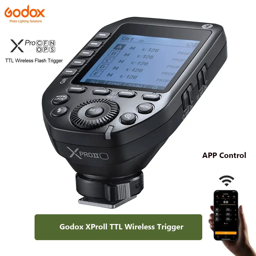

Godox Xpro II TTL Wireless Flash Trigger 1/8000s HSS TTL-Convert-Manual Function Large Screen for Canon Nikon Sony Olympus Penta