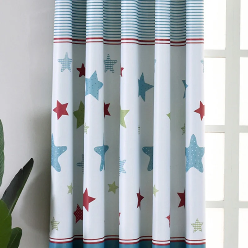 

Curtains for Living Dining Room Bedroom Sky Blue/Green1PCS Stars Printed Boys and Girls Blackout Curtains for Kid's Room