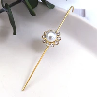 fashion 1 pcs flower pearl body jewelry piercing earrings crystal gold color earring jewelry bijoux acier inoxidable femme exs01
