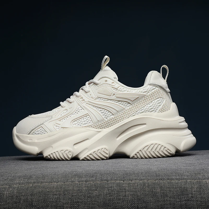 2023 New Black Flat Platform Sneakers Women Breathable Chunky Sports Shoes For Woman Thick Sole Casual Shoes Luxury Fashion