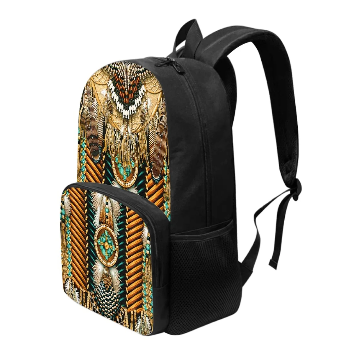 FORUDESIGNS Aztec Indian Native Tribal Print Art School Bag for Teen Boys Girls Travel Backpack Practical High Student Book Bags