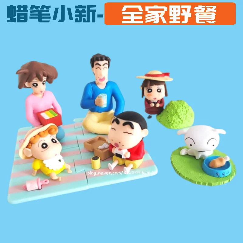 

Crayon Shin-Chan серия семейного пикника мультфильм 3D ПВХ Модель Куклы Сращивание игрушка Kawaii аниме домашние настольные декоративные украшения