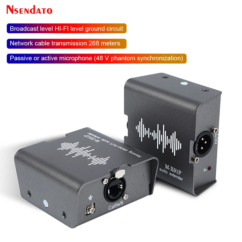 XLR Audio Over Cat5/6 Extender Transmission 1-way Stereo Passive XLR RJ45 Audio Transceiver and Receiver For Mixer Recorder DVD