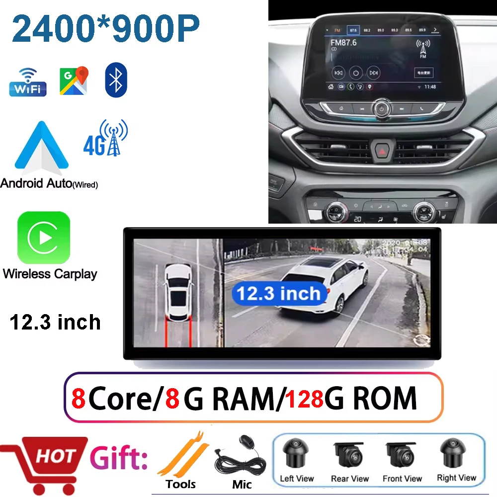 

Для Chevrolet Orlando 2018-2022 2400*900P 4G автомобильный радиоприемник Lntelligent Multimedia 12,3 дюйма Android 15 сенсорный экран Auto Carplay WIFI