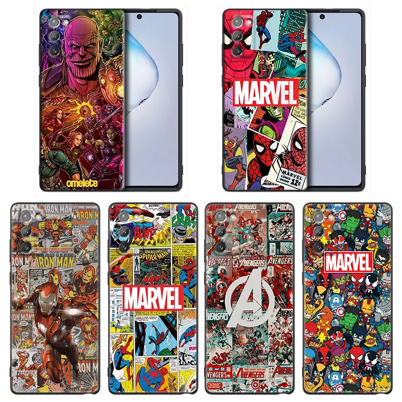 

For Samsung Galaxy Note 8 9 10 Lite 20 Ultra Case For Samsung M52 M22 M32 M12 M62 F62 Soft TPU Cover Marvel Comics Avengers Logo