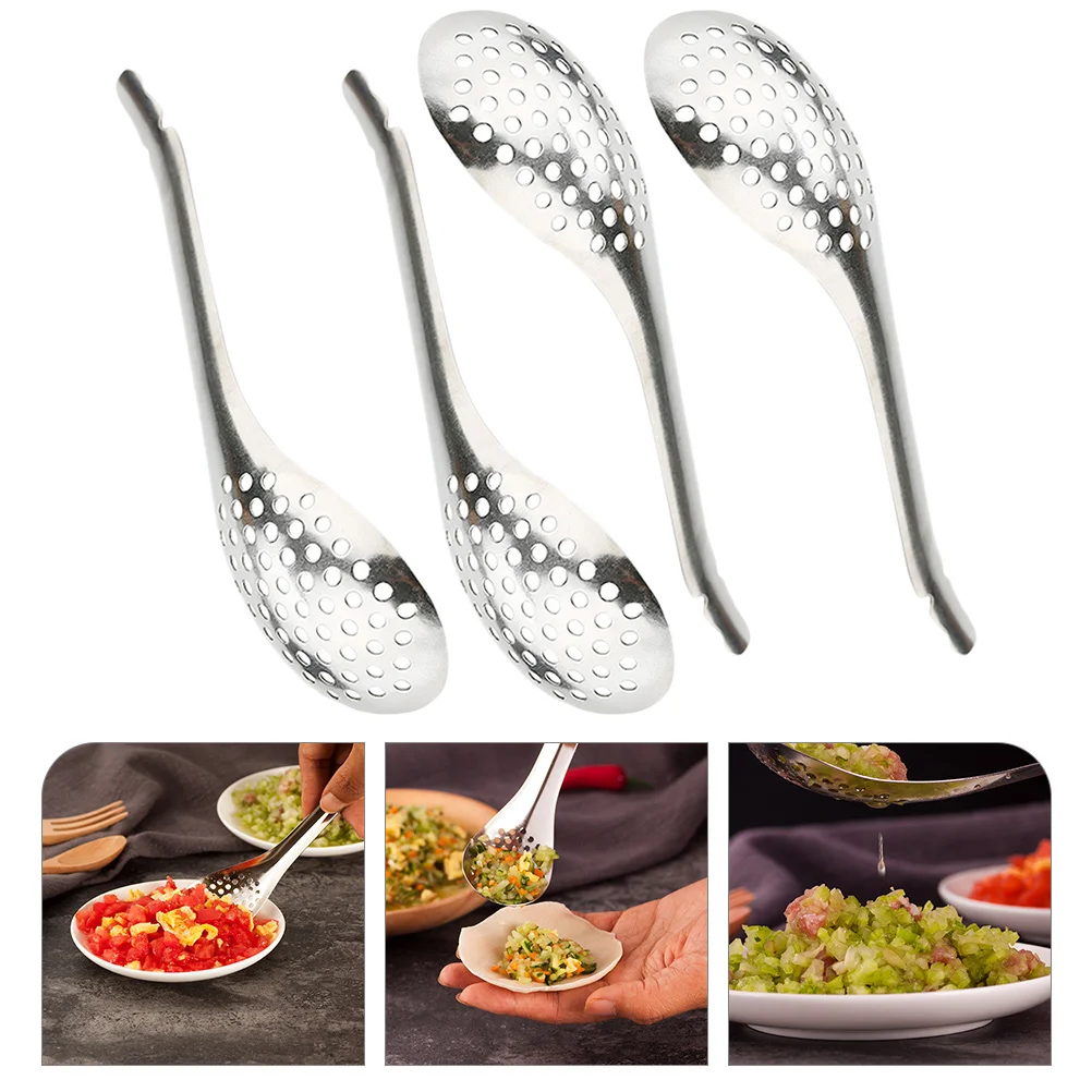 

4pcs Caviar Spoons Stainless Steel Slotted Spoon Multifunction Kitchen Spoon Caviar Slotted Spoon Slotted Spoon
