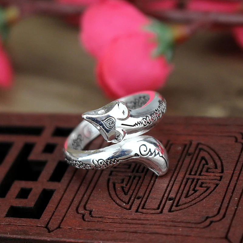 Новый маленький серебряный браслет ручной работы из лисы женский незамкнутый