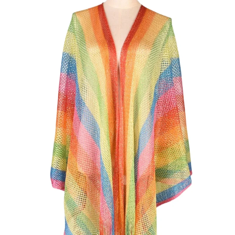 Радужные сетчатые шали Heitou для женщин