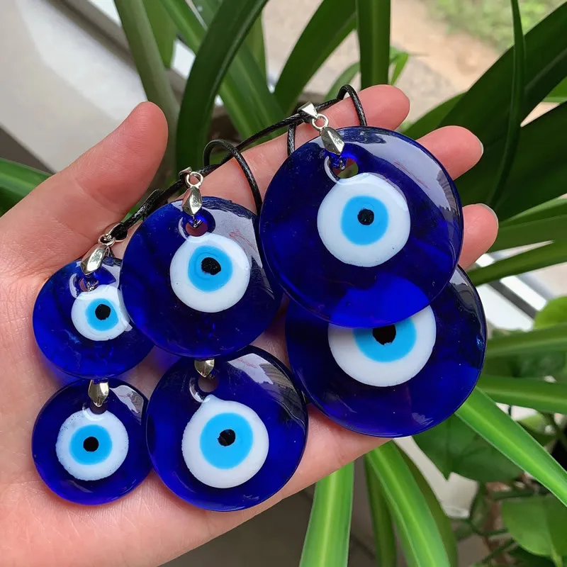 

20pcs Lots Size Coloured Glaze Blue Evil Eyes Necklaces Fashion Lucky Turkish Key Necklace For Friend Jewelry Gift
