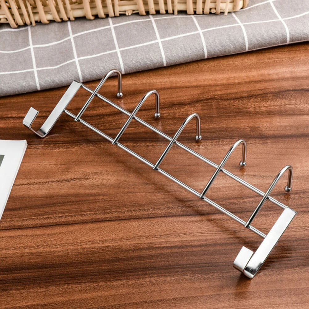 

1PCS 24.5x9x2.5 Cm 5 Hooks Over The Door Hooks Wash Room Hanger Clothes Towel Storage Holder Stainless Steel For Door Frame