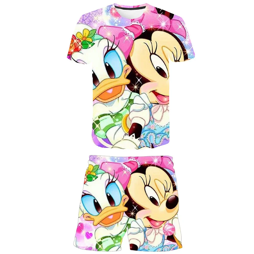 2 шт./комплект детские футболки с круглым вырезом и шорты эластичным поясом -