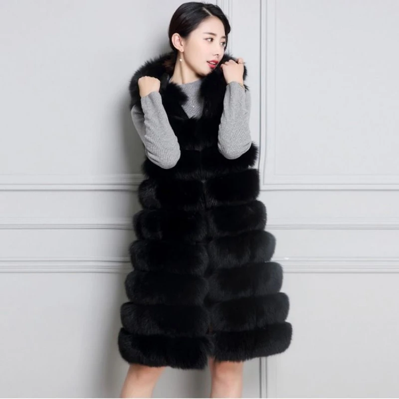 Natural Fur Vest Fox Fur Vest Women's Mid-length Slimming Fox Fur Hoodie Warm Jacket High Quality Fur Coat Raccoon Vest