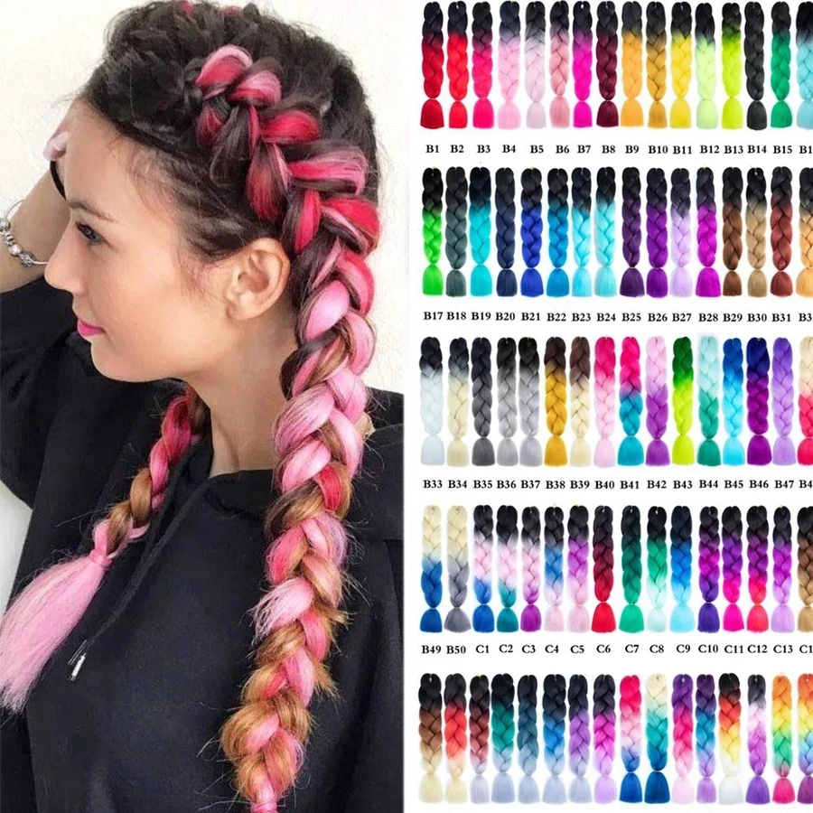 

Jumbo Braid Hair 24inch Pure/Ombre Color Synthetic Braiding Hair Kanekalone Extensions Heat Resistant Fiber Wholesale