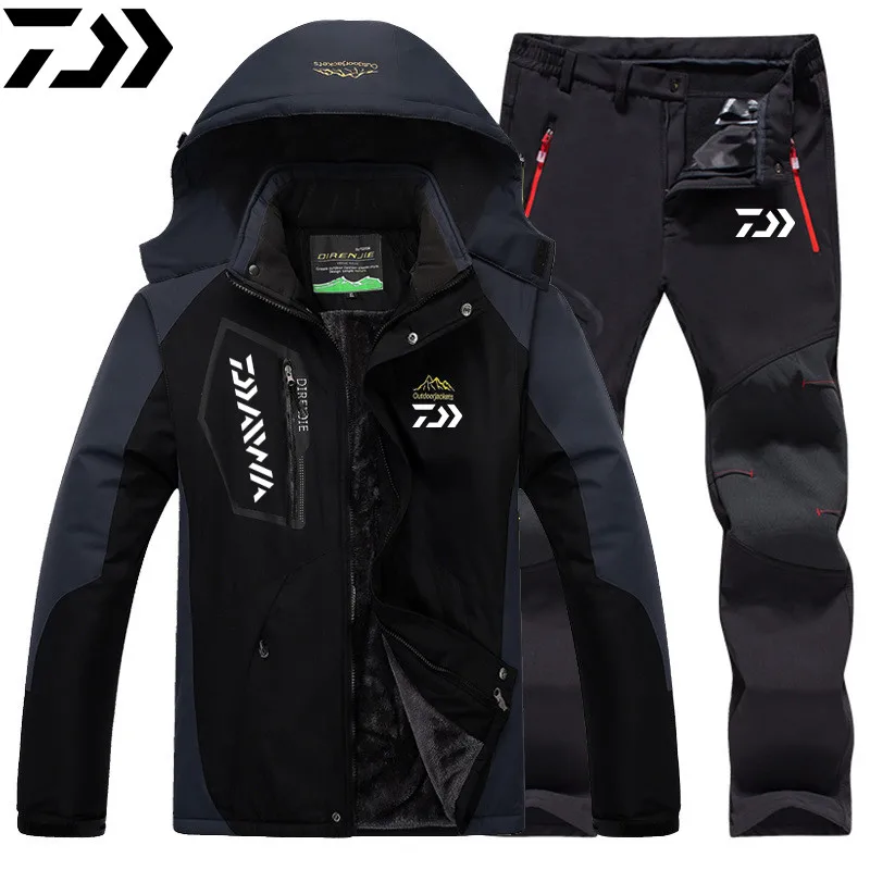 

Daiwa 2024 New Winter Outdoor Windproof Waterproof Fishing Clothes Plus Velvet Keep Warm Suits Men Sport Mountaineering Jacket