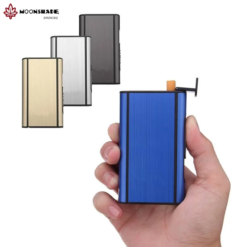 

MOONSHADE Focus Brand Cigarette Case Aluminum 10 Sticks Automatic Cigarette Case Creative Men's Portable Cigarette Storage Box