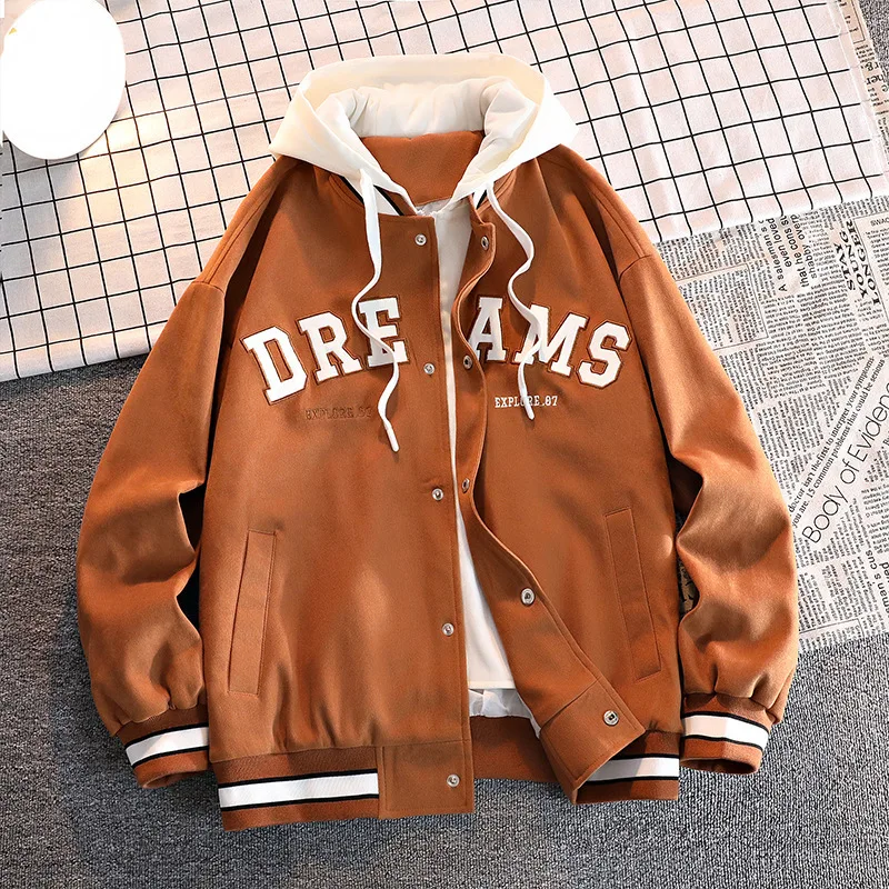

Autumn New Trendy Brand High Quality Varsity Baseball Uniform Jacket Men's All-Match Student Hooded Jacket Plus Size Coats Women