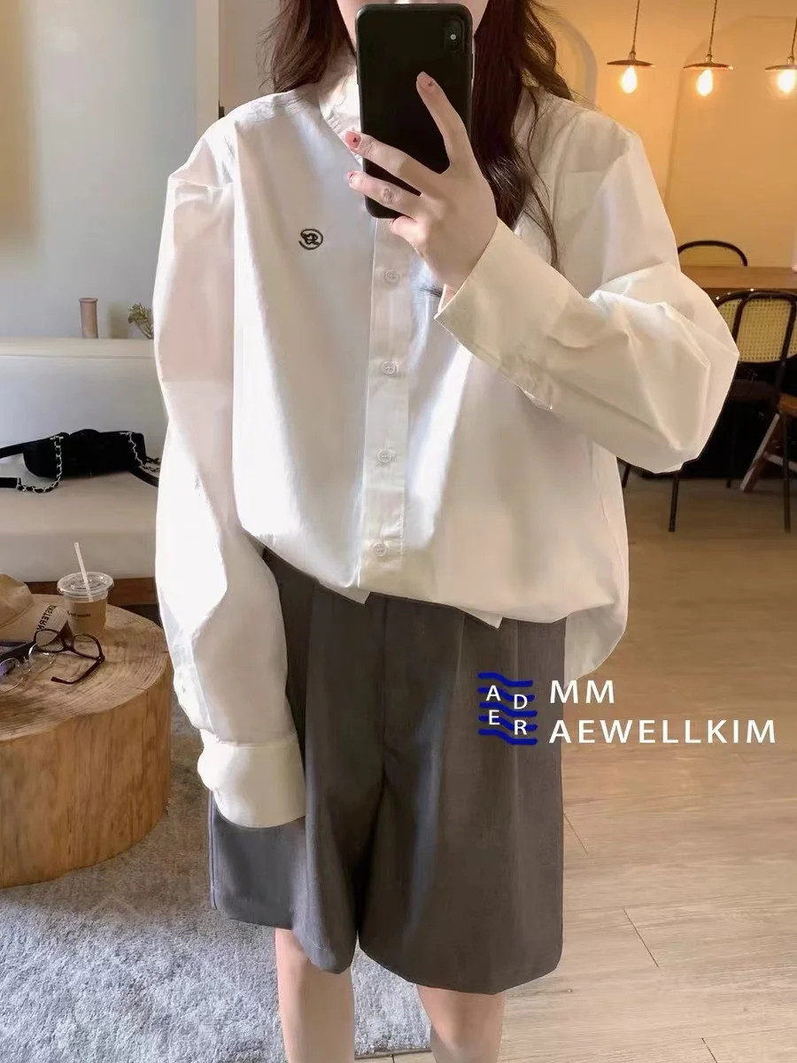 

Ader error Korean white shirt Men's and women's spring and autumn new style bubble sleeve couples wear underlay shirt
