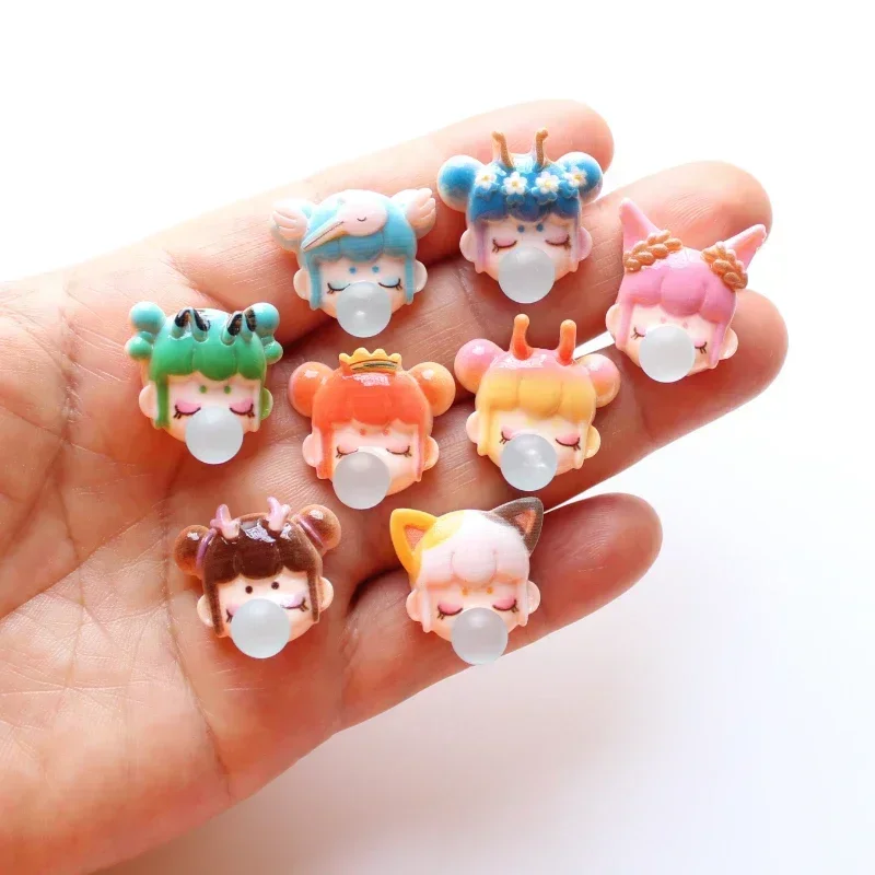 10 шт. Мультяшные пузырьки выдувающая девушка Симпатичные петли с плоской задней