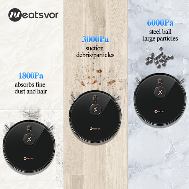 NEATSVOR X600pro 6000pa LDS Navigation Robot Vacuum Cleaner APP Virtual Wall,Breakpoint Cleaning,Draw Cleaning Area,Mopping Wash 5