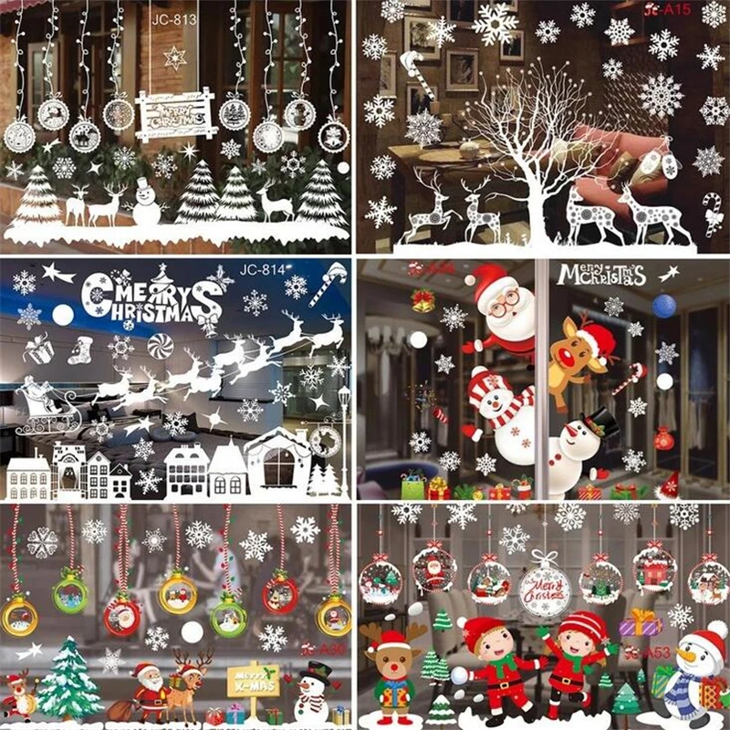 

Merry Christmas Wall Stickers Window Glass Stickers Christmas Decorations For Home 2021 Christmas Ornaments Xmas New Year 2022