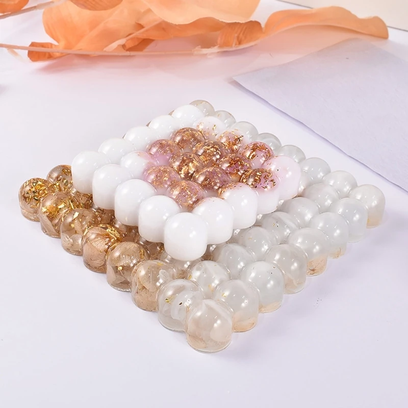 

DIY половинки бусин подставка силиконовые формы квадратные Пузырьковые подставки под стаканы поднос прозрачная эпоксидная смола литые форм...