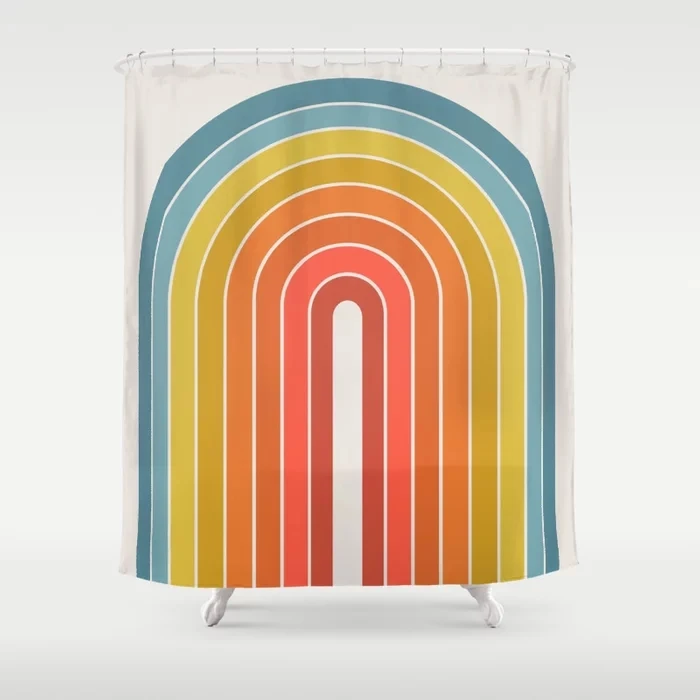

Creative Simple Colorful Lines Pattern Bathroom Shower Curtain Home Decor Waterproof Polyester Fabric Bathtub Screen with Hooks