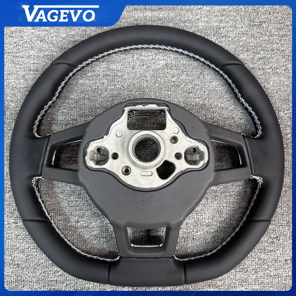 Фото Руль с полой рамкой и белой строчкой из натуральной кожи для VW Golf 7 MK7 GTI, запчасти для тюнинга №3