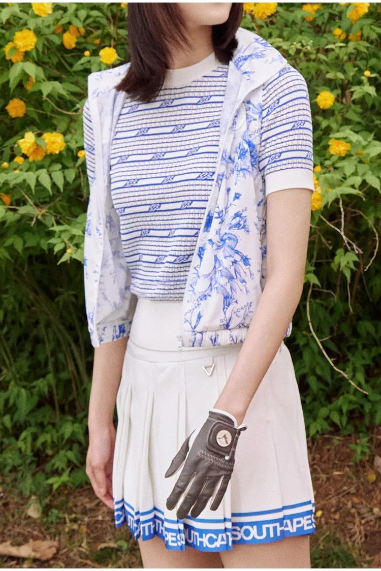 SOUTHCAPE Golf Women's Vest 23 Summer Golf Mock Neck Hooded Pattern Printed Sun Protection Golf Jacket